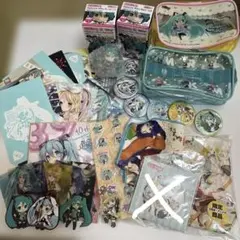 初音ミク等シールポーチハンカチフィギュアラバーキーホルダー色紙缶バッジカード