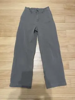 縦横ストレッチ　チノワイドパ ンツ　S グレイッシュブラウン