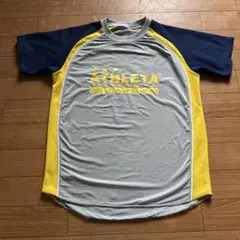 ATHLETA シャツ グレー/ネイビー/イエロー