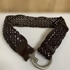 ゴアダークブラウン 編み込みレザーベルト