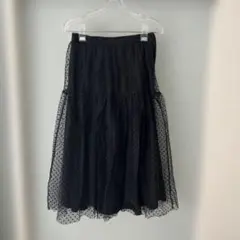 H&M ドット柄 チュール フレアスカート ブラックのサムネイル