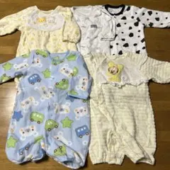 男の子 長袖ロンパースまとめ売り 50〜60 ミッキー 牛柄 冬用 ベビー服