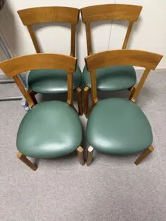 【12/12まで直接引取のみ対応】ダイニングチェア 4脚セット 木製　緑色