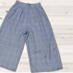 グレー系チェック ワイドパンツ Mサイズ