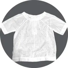 メルベイユアッシュ レースブラウス 白 ペイズリー 半袖 ゆったりのサムネイル