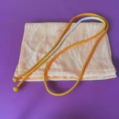 立体的な模様のオレンジ帯揚げとオレンジグラデーションの帯締めセット