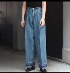Neon Sign Unhemmed Wide Denim Slacksのサムネイル