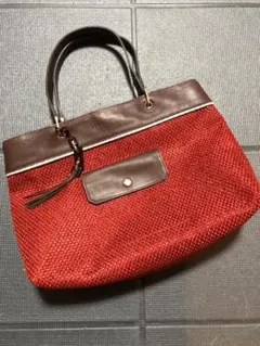 超美品　稀少　LONGCHAMP レッド 編み込みトート カゴバッグのサムネイル