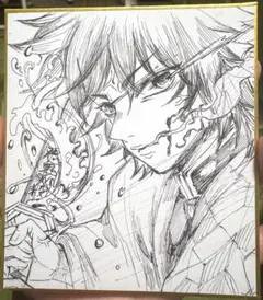 冨岡義勇　手描きイラスト　色紙