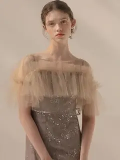 チュールフリルボレロペイントマーメイドワンピースドレス結婚式二次会パーティー