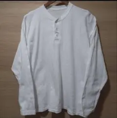 90s 猫目　ヘンリーネック　長袖　コットン