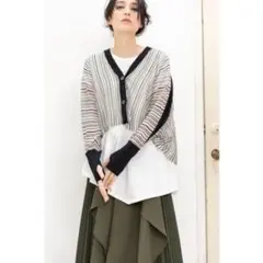 osmosis オズモーシス シアーストライプニットカーディガン 美品 限定のサムネイル