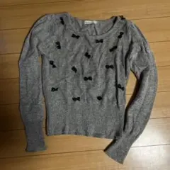 earth music&ecology グレー リボン付きセーター S