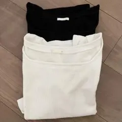 GUワッフル生地 スクエットネック トップス 2色セット