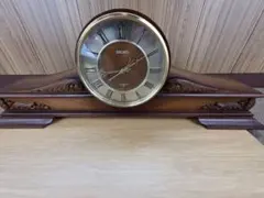 昭和レトロ　SEIKO クオーツ 置時計 木製のサムネイル