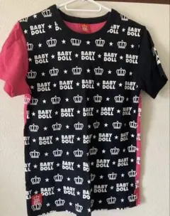 BABYDOLL 半袖Tシャツ ブラック ピンク 総柄のサムネイル