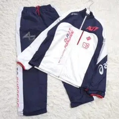 Oサイズ ASICS A77 裏起毛 ウインドブレーカー 上下セット ホワイト