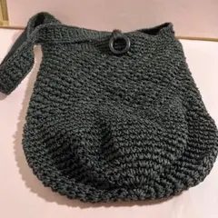 編み物 ショルダーバッグ黒色