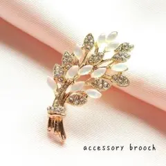 麦の穂モチーフ ゴールド ブローチ ラインストーン エレガント フォーマル