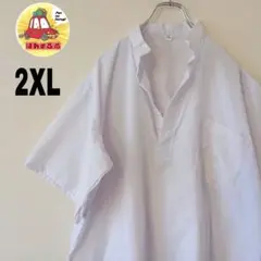 USA古着 半袖ボタンシャツ　2XL ホワイト