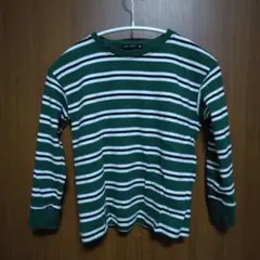 SHISKY 緑と黒と白のストライプ 長袖Tシャツカットソー 120