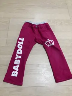 BABYDOLLピンク　白ロゴ・王冠・長ズボン・パンツ・100サイズのサムネイル
