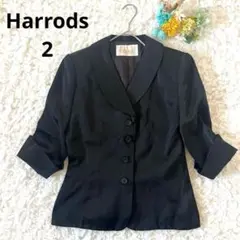 【Harrods ハロッズ】テーラードジャケット　日本製　ブラック　黒　M　上品のサムネイル