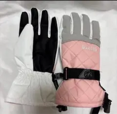 防水スキーグローブ スマホ対応 ピンク/ブラック/グレー Sサイズ レディース