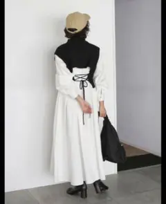 バックレースアップニットセットワンピース ungrid