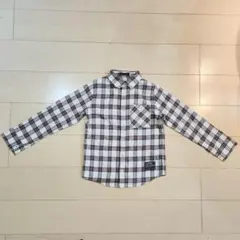 BeBe べべ　チェック柄 長袖シャツ　140　ホワイト　ネルシャツ