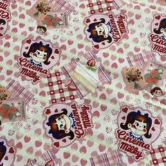 50cm いちご　ペコ ペコちゃん ピンク 綿　輸入生地　シーチング