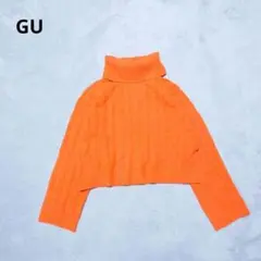 D4-2435　ニット　ショート丈　タートルネック　ケーブル編み　冬　M【GU】