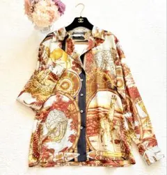 Salvatore Ferragamo シルク100% アニマル柄 長袖シャツ