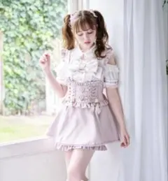 LIZLISA リズリサ ハートバックルサスペンダー付スカパン ピンクのサムネイル