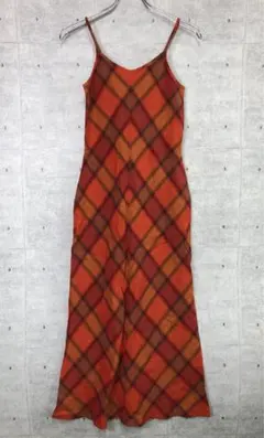 laura ashley 古着 チェック柄 キャミソールロングワンピース