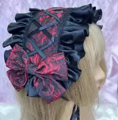 ヘッドドレス ゴスロリ ロリータ バラ 赤