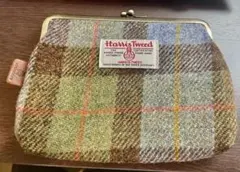 【美品】Harris Tweed がま口 ポーチ チェック柄のサムネイル