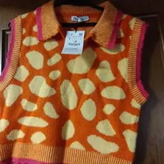 ZARA アニマルプリント ニットベスト Lサイズ