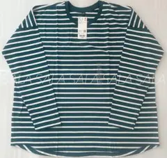 新品未使用タグ付き　ユニクロ　スムースコットンリラックスボーダーT　Ｌ　緑