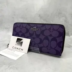 新品】COACH コーチ 長財布 シグネチャー パープル 紫 財布 - メルカリ