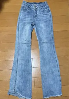 フレアデニム レディース 丈長め