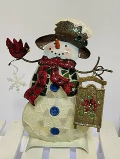 クリスマス装飾　インテリア　スノウマンのキャンドルホルダー　雪だるま