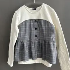 BeBe チェック柄ドッキングトレーナー 150