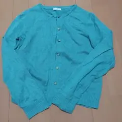 ターコイズ ボタン付きカーディガン