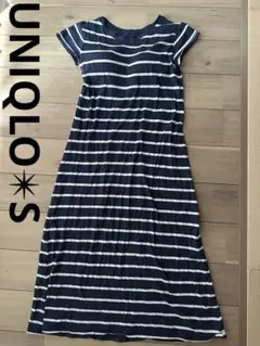 UNIQLO●カップ付きマキシワンピース●ネイビー✖️ホワイトストライプ●S