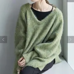 Kastane メランジVあきニットプルオーバー