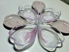 ハート＆花びら型 小皿7枚セット ガラス＆陶器 デザート おもてなしに