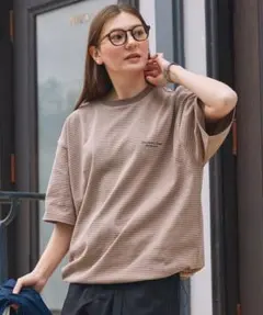 【MONO-MART】ビッグシルエットボーダークルーネック半袖Tシャツのサムネイル