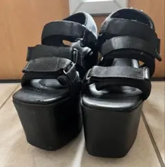 レディース　厚底サンダル　黒　Lサイズ