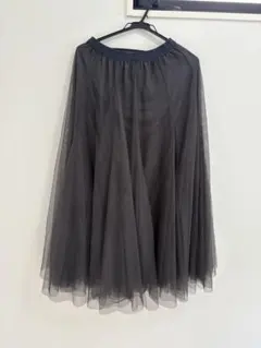 美品グレー チュール ロングスカート　チュール